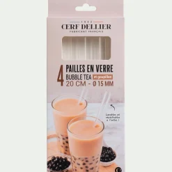 Accessoire Vin*alinea Lot de 4 pailles à bubble tea en verre