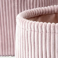 Matelas Enfant|Boîte De Rangement Enfant*alinea Lot de 3 paniers ronds en velours côtelé - Rose