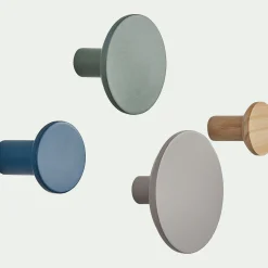 Matelas Enfant|Déco Murale*alinea Lot de 4 patères en bois - multicolore Gris