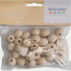 Loisirs Créatifs*alinea Lot de 30 perles rondes en bois de bouleau D2cm - Naturel
