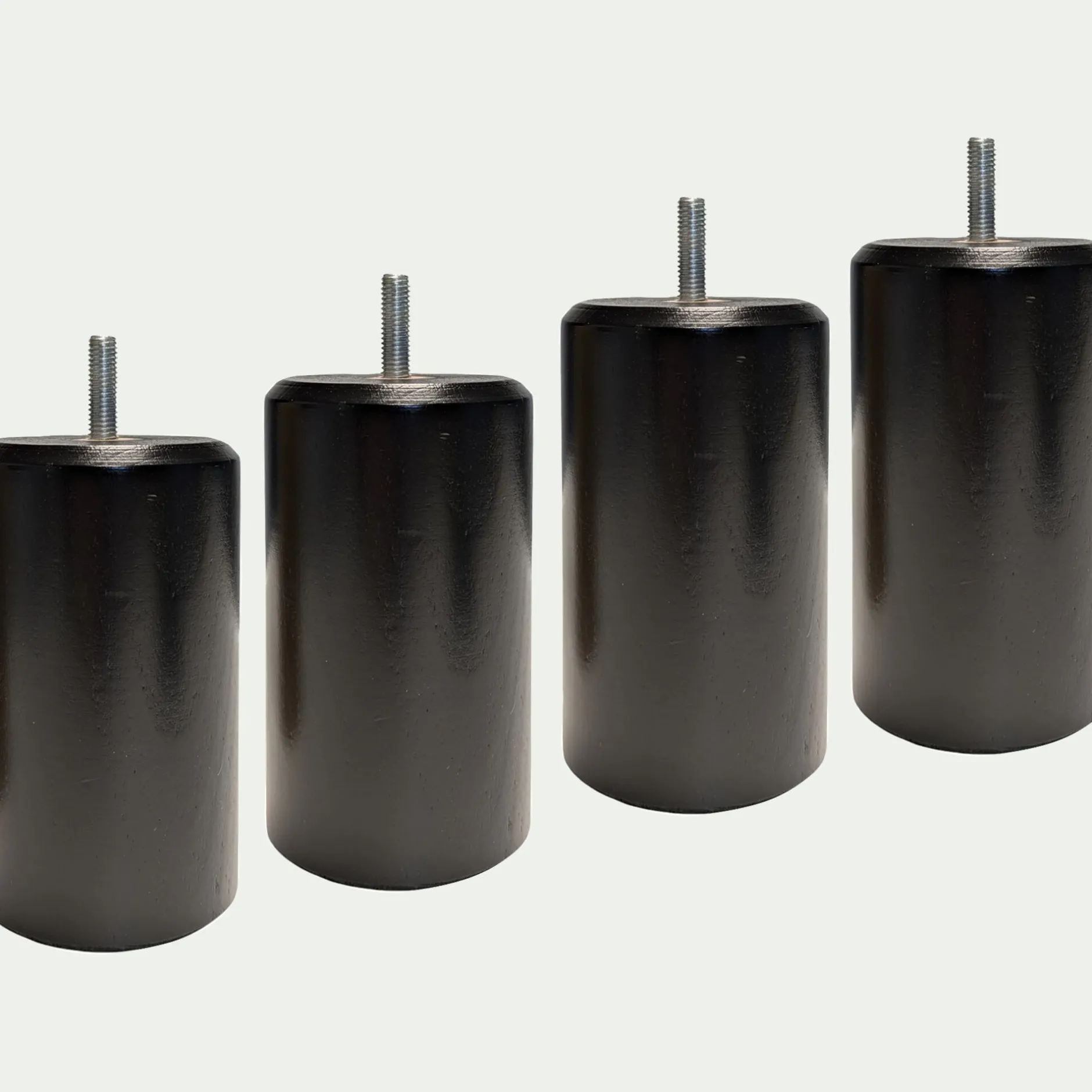 Pied De Sommier*alinea Lot de 4 pieds de sommier cylindrique H12cm - Noir
