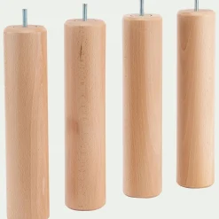 Pied De Sommier*alinea Lot de 4 pieds de sommier - H30cm Bois clair