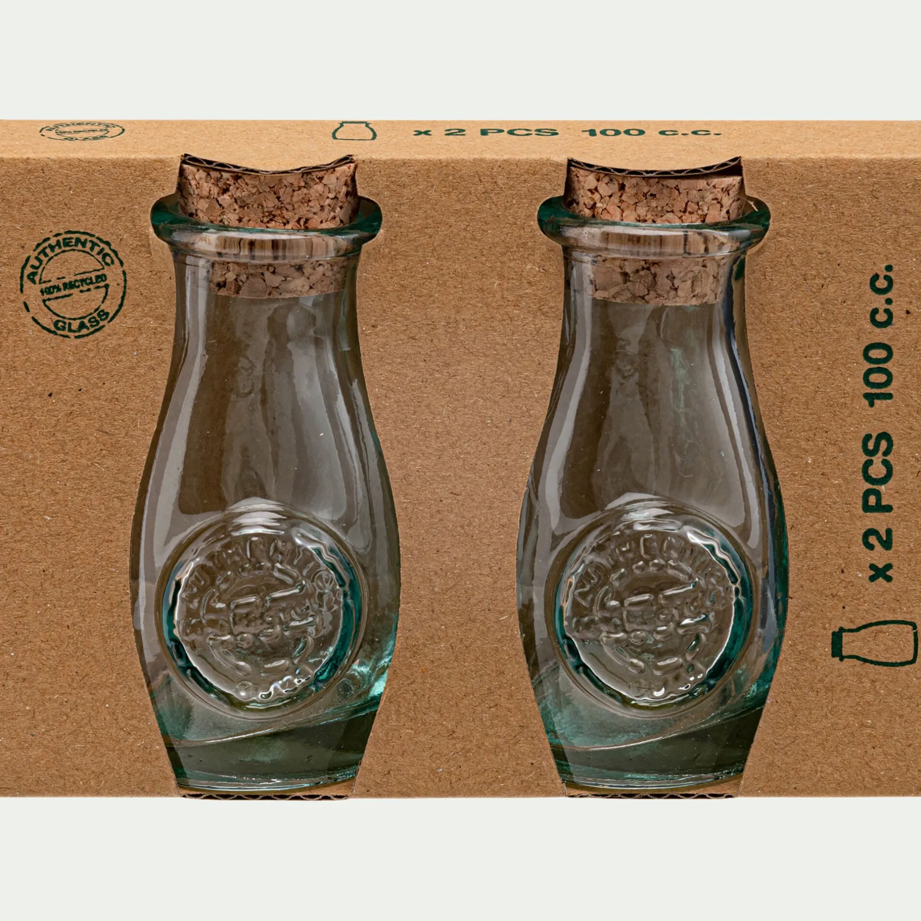 Salière Et Poivrière*alinea Lot de 2 pots en verre recyclé 10cl - Transparent