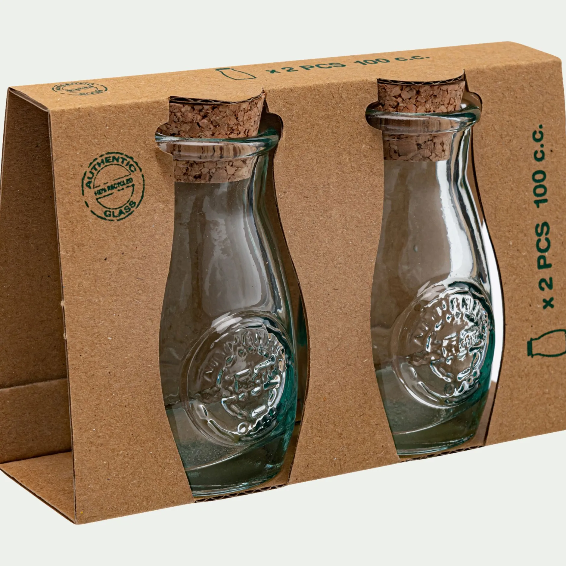 Salière Et Poivrière*alinea Lot de 2 pots en verre recyclé 10cl - Transparent