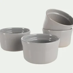 Cuisson Spécifique|Plat À Four*alinea Lot de 4 ramequins en grès D9cm - Gris