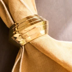 Serviette De Table|Décoration De La Table De Noël*alinea Lot de 4 ronds de serviette en laiton - Doré