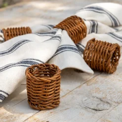 Serviette De Table*alinea Lot de 4 ronds de serviette en rotin - marron