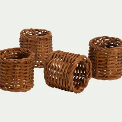 Serviette De Table*alinea Lot de 4 ronds de serviette en rotin - marron