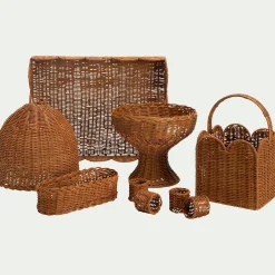 Serviette De Table*alinea Lot de 4 ronds de serviette en rotin - marron