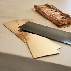 Ustensile Pour Pâtisserie*alinea Lot de 5 semelles à bûches en carton 10x34cm - Doré