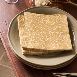 Serviette De Table|Décoration De La Table De Noël*alinea Lot de 20 serviettes en papier motif baies 33x33cm - Jaune