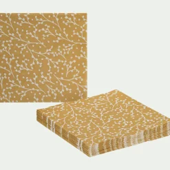 Serviette De Table|Décoration De La Table De Noël*alinea Lot de 20 serviettes en papier motif baies 33x33cm - Jaune