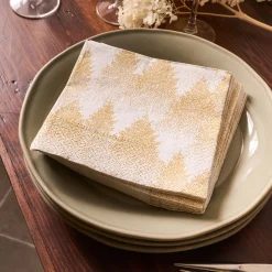 Serviette De Table|Nappe Et Serviette De Noël*alinea Lot de 20 serviettes en papier motif sapin 33x33cm - Doré