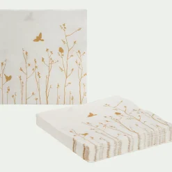 Serviette De Table|Décoration De La Table De Noël*alinea Lot de 20 serviettes en papier motif forêt 33x33cm - Blanc