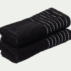 Serviette Invité*alinea Lot de 2 serviettes invité en coton - 30x50cm Noir