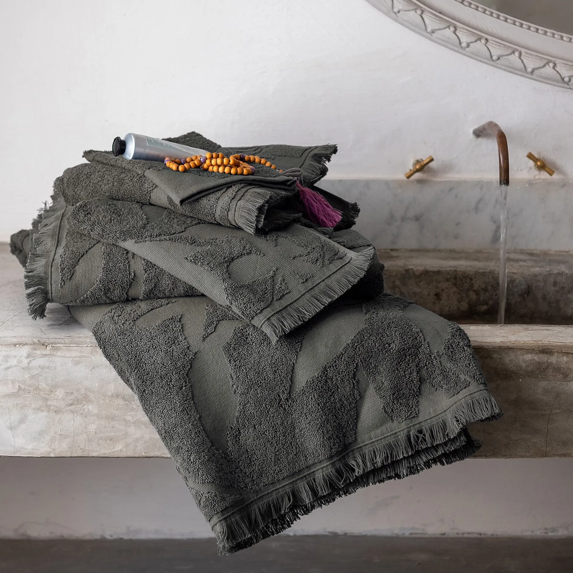 Serviette Invité*alinea Lot de 2 serviettes invité en coton - 30x50cm Vert cèdre