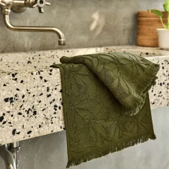 Serviette Invité*alinea Lot de 2 serviettes invités en coton motif floral 30x50cm - mousse Vert