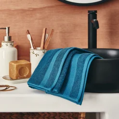 Serviette Invité*alinea Lot de 2 serviettes invités en coton peigné - figuerolles 30x50cm Bleu