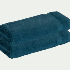 Serviette Invité*alinea Lot de 2 serviettes invités en coton peigné - figuerolles 30x50cm Bleu