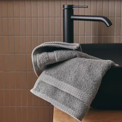 Serviette Invité*alinea Lot de 2 serviettes invités en coton peigné - restanque 30x50cm Gris