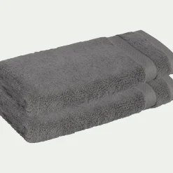 Serviette Invité*alinea Lot de 2 serviettes invités en coton peigné - restanque 30x50cm Gris