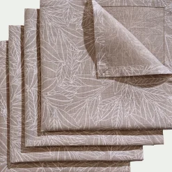 Serviette De Table*alinea Lot de 4 serviettes motif laurier en lin et coton - 41x41cm Beige