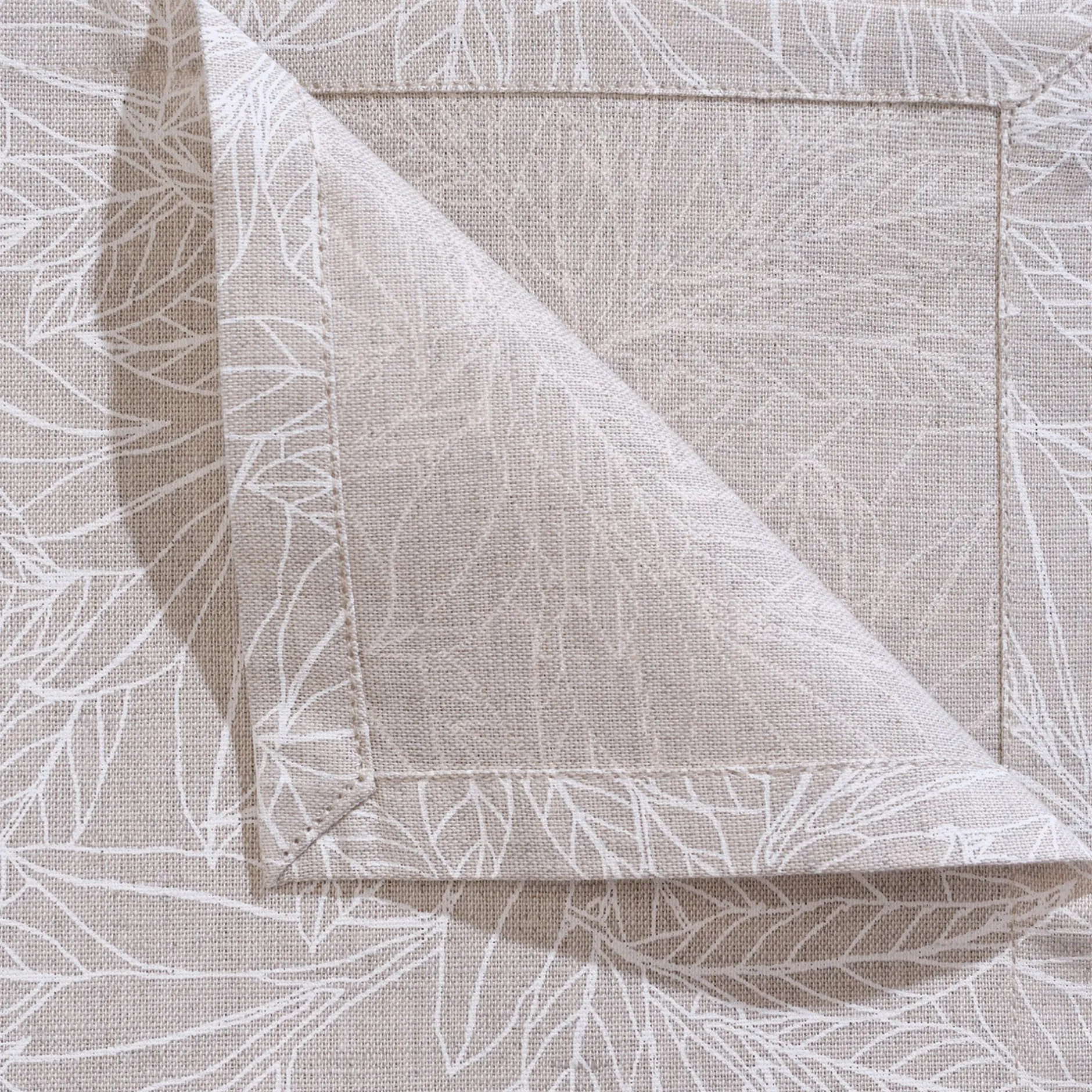 Serviette De Table*alinea Lot de 4 serviettes motif laurier en lin et coton - 41x41cm Beige