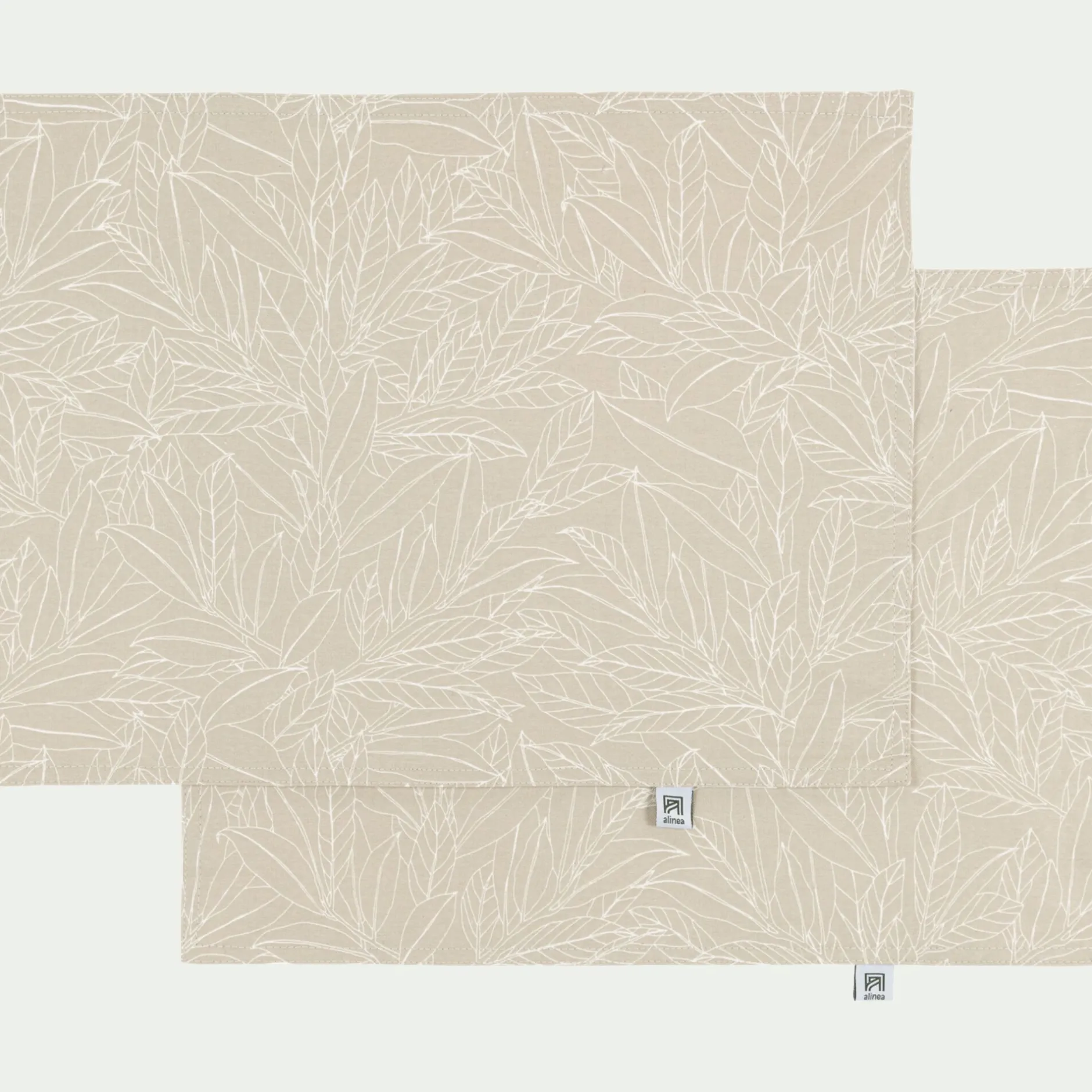 Set De Table*alinea Lot de 2 sets de table en coton enduit motif laurier - alpilles 35x48cm Beige