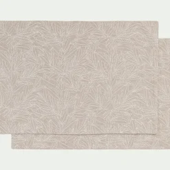 Set De Table*alinea Lot de 2 sets de table en lin et coton motif laurier - 35x50cm Beige