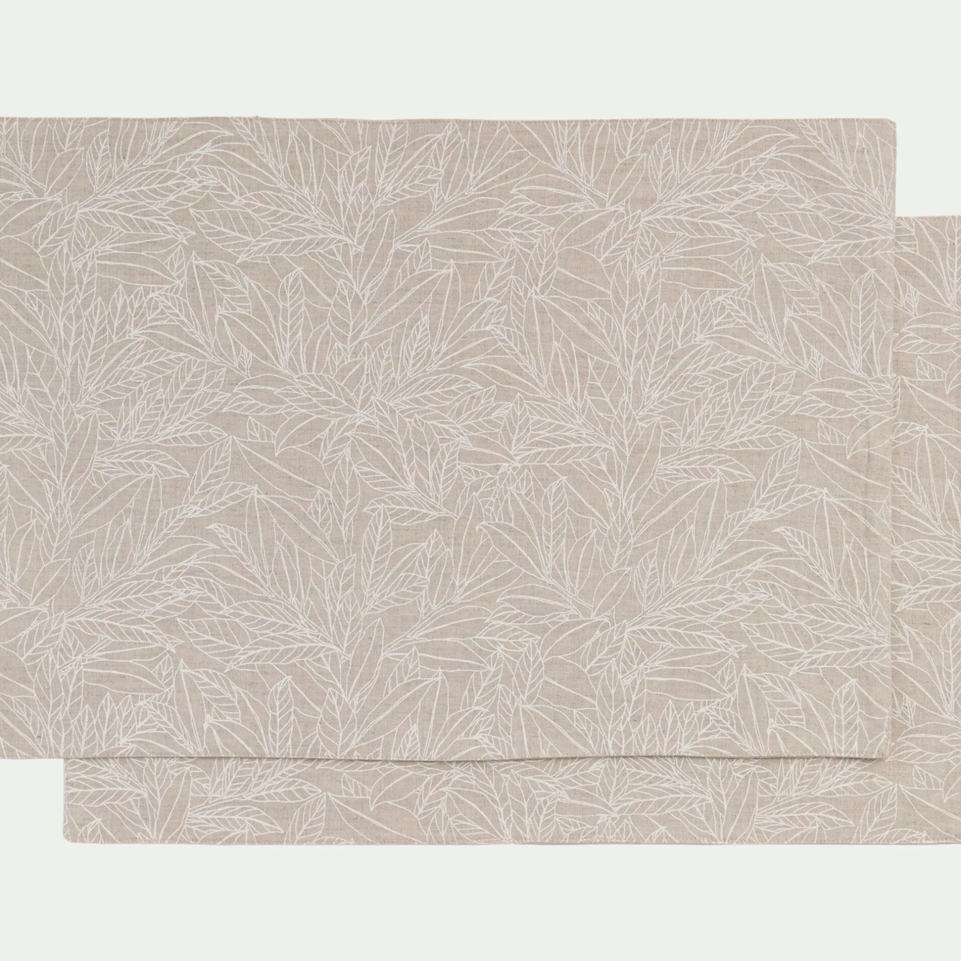 Set De Table*alinea Lot de 2 sets de table en lin et coton motif laurier - 35x50cm Beige