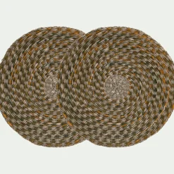 Set De Table*alinea Lot de 2 sets de table ronds en jonc de mer D36cm - Vert
