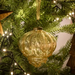Suspension De Noël*alinea Lot de 6 suspensions de Noël goutte en verre H10cm - Jaune