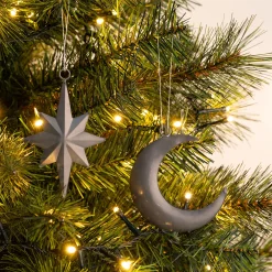 Suspension De Noël*alinea Lot de 2 suspensions de Noël lune et étoile en fer - Argenté