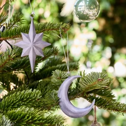 Suspension De Noël*alinea Lot de 2 suspensions de Noël lune et étoile en fer - Argenté