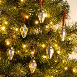 Suspension De Noël*alinea Lot de 6 suspensions goutte en verre H4cm - Argenté