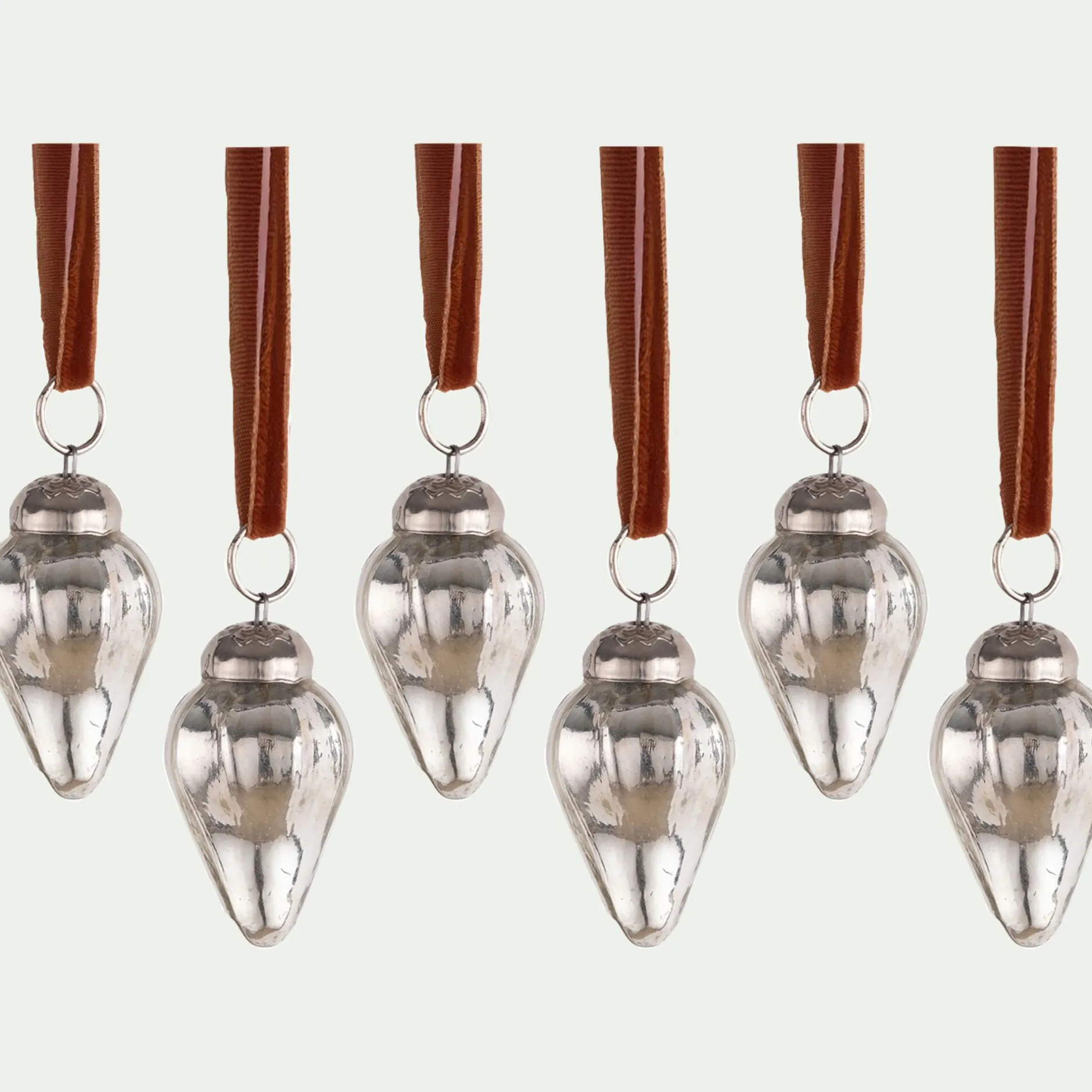 Suspension De Noël*alinea Lot de 6 suspensions goutte en verre H4cm - Argenté