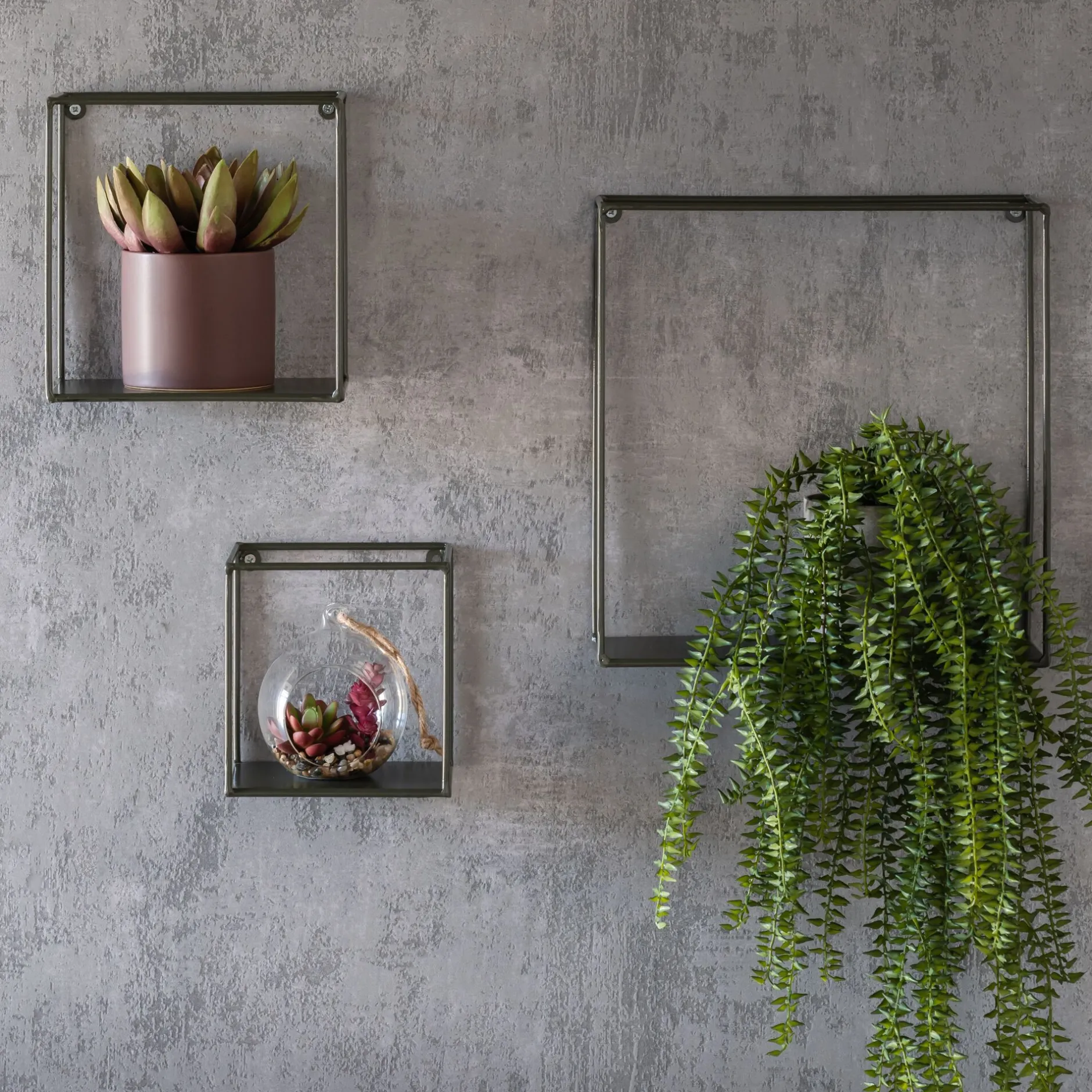 Étagère Murale*alinea Lot de 3 étagères déco en fer - cèdre Vert