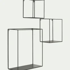 Étagère Murale*alinea Lot de 3 étagères déco en fer - cèdre Vert