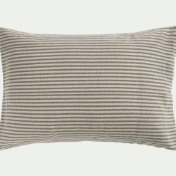 Taie D'Oreiller*alinea Lot de 2 taies d'oreiller à rayures en flanelle de coton 50x70cm - Gris