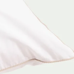 Taie D'Oreiller*alinea Lot de 2 taies d'oreiller en percale de coton 50x70cml avec liseré tressé beige alpilles - Blanc