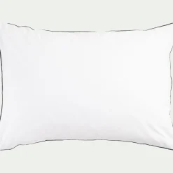Taie D'Oreiller*alinea Lot de 2 taies d'oreiller en percale de coton 50x70cm avec liseré tressé gris calabrun - Blanc