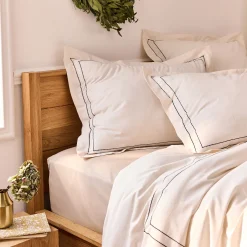 Taie D'Oreiller*alinea Lot de 2 taies d'oreiller en coton brodé 50x70cm - ventoux Blanc