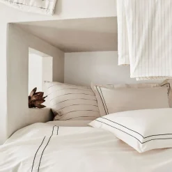 Taie D'Oreiller*alinea Lot de 2 taies d'oreiller en coton brodé 65x65cm - Blanc