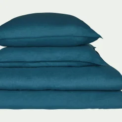 Taie D'Oreiller*alinea Lot de 2 taies d'oreiller en lin lavé 65x65cm - figuerolles Bleu