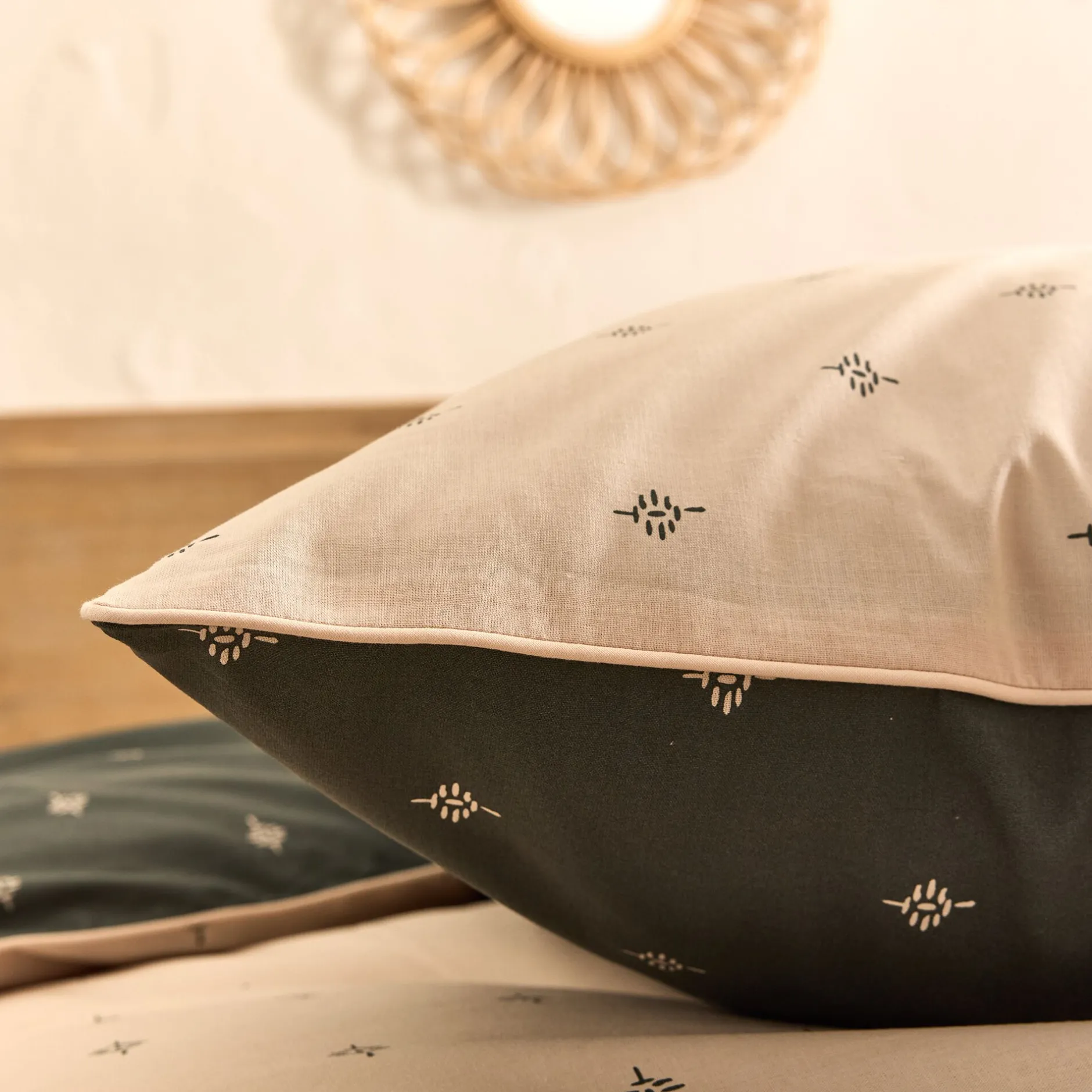 Taie D'Oreiller*alinea Lot de 2 taies d'oreiller en coton 65x65cm avec motif - Vert