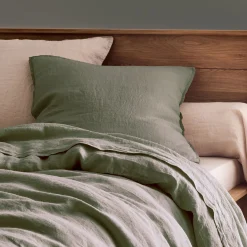 Taie D'Oreiller*alinea Lot de 2 taies d'oreiller en lin lavé - cèdre 65x65cm Vert