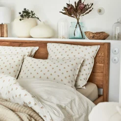 Taie D'Oreiller*alinea Lot de 2 taies d'oreiller en lin et coton 50x70cm avec motif argan - Jaune