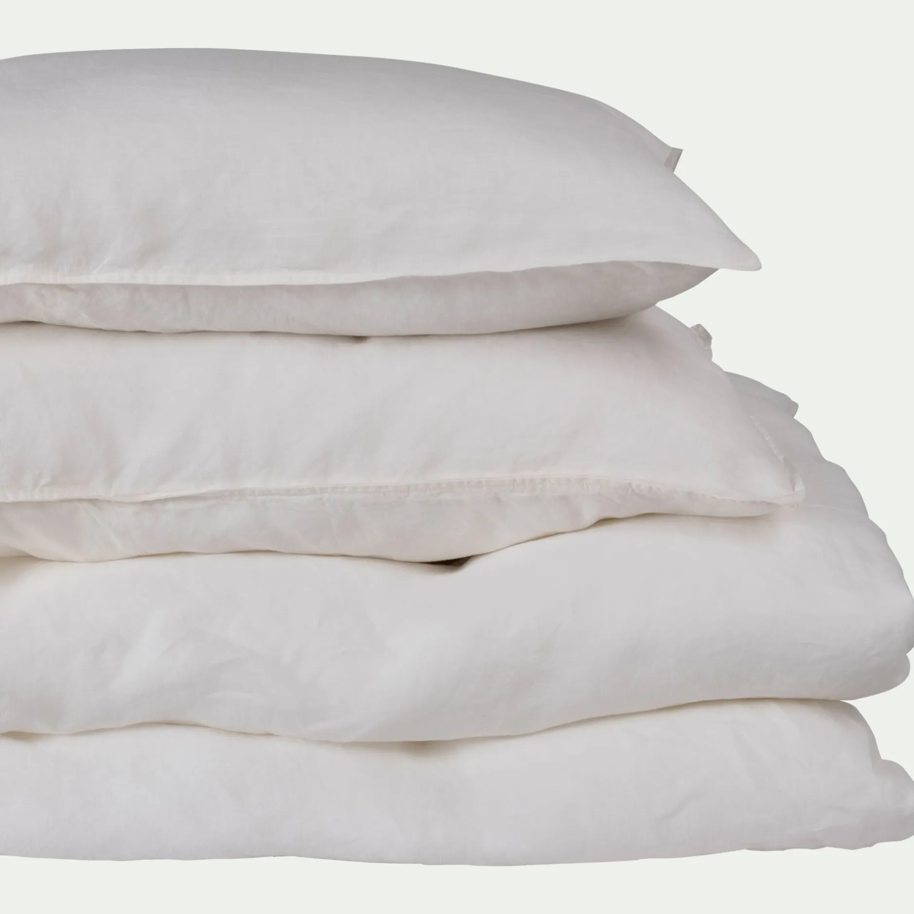 Taie D'Oreiller*alinea Lot de 2 taies d'oreiller en lin lavé - capelan 65x65cm Blanc