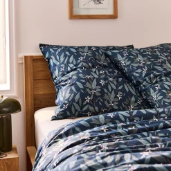 Taie D'Oreiller*alinea Lot de 2 taies d'oreiller fleurs d'oranger en percale de coton 63x63cm - Bleu