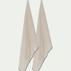 Tablier Et Torchon*alinea Lot de 2 torchons brodés en coton finition point de bourdon 50x70cm - Beige